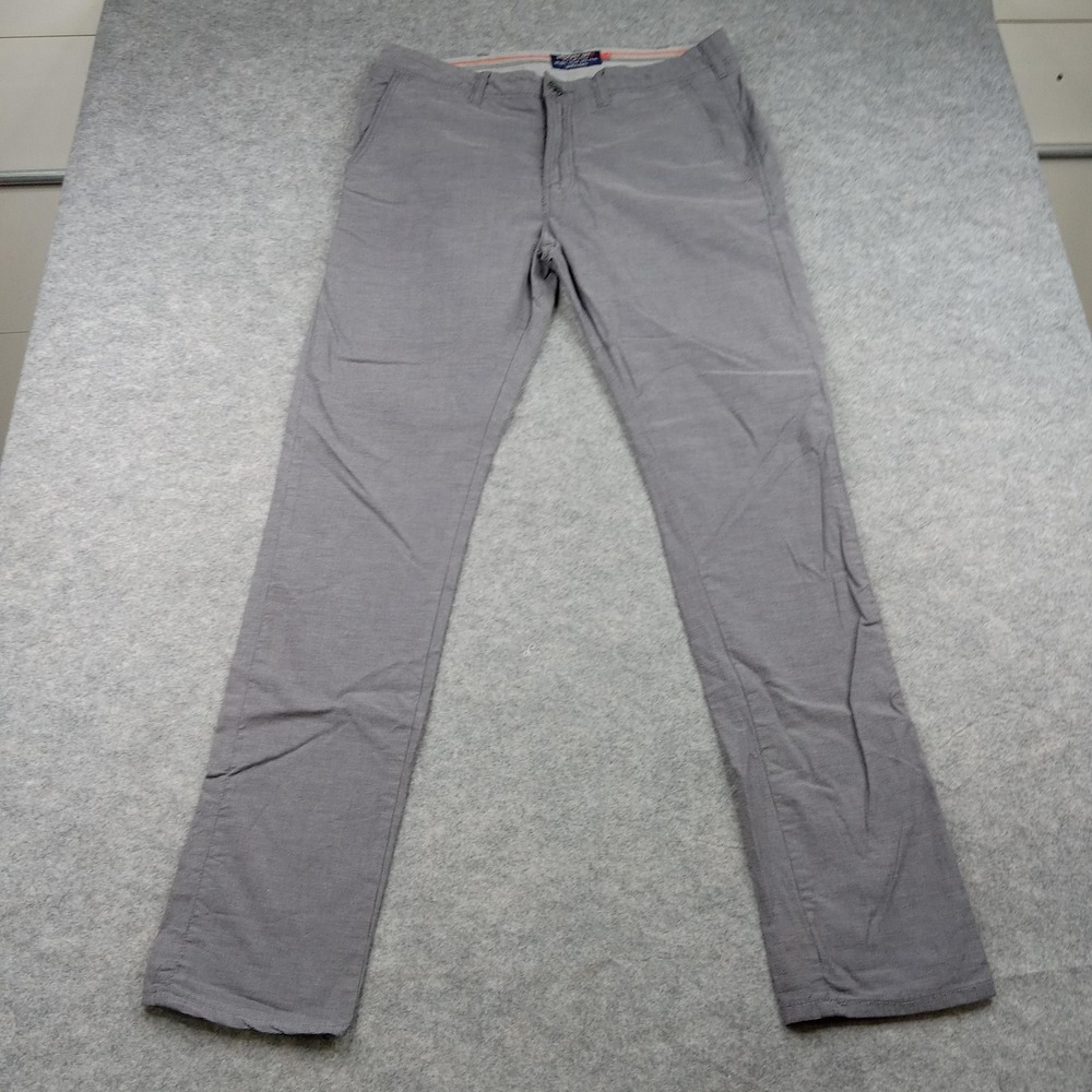 Superdry Pants Mens 32 Gray JPN Chino City Slim Stretch Cotton Twill‎ Casual
